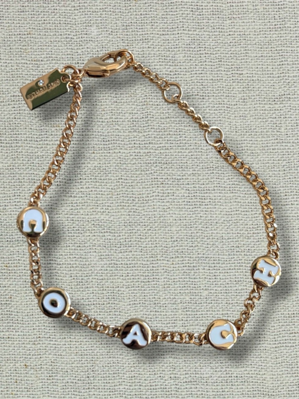 Coach Gold Tone White Enamel Charm Bracelet NWOT